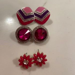 Hot Pink Set of 3 studs